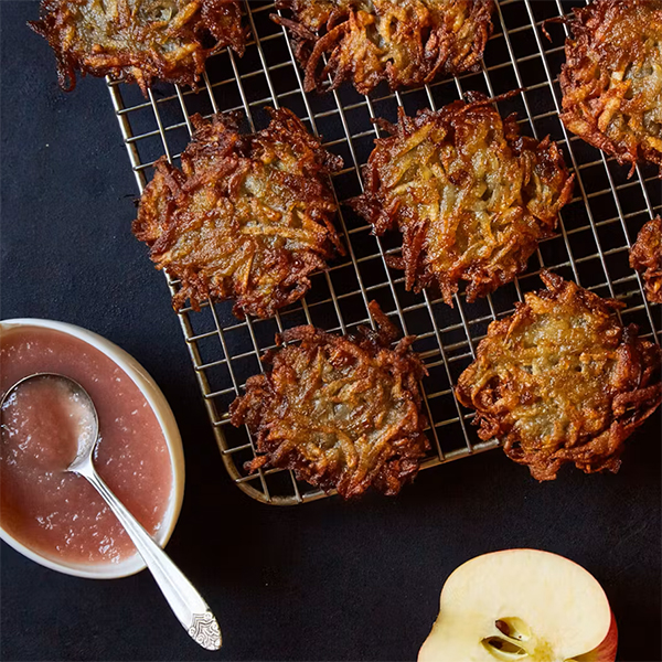 White Potato Latkes with Classic Homemade Applesauce