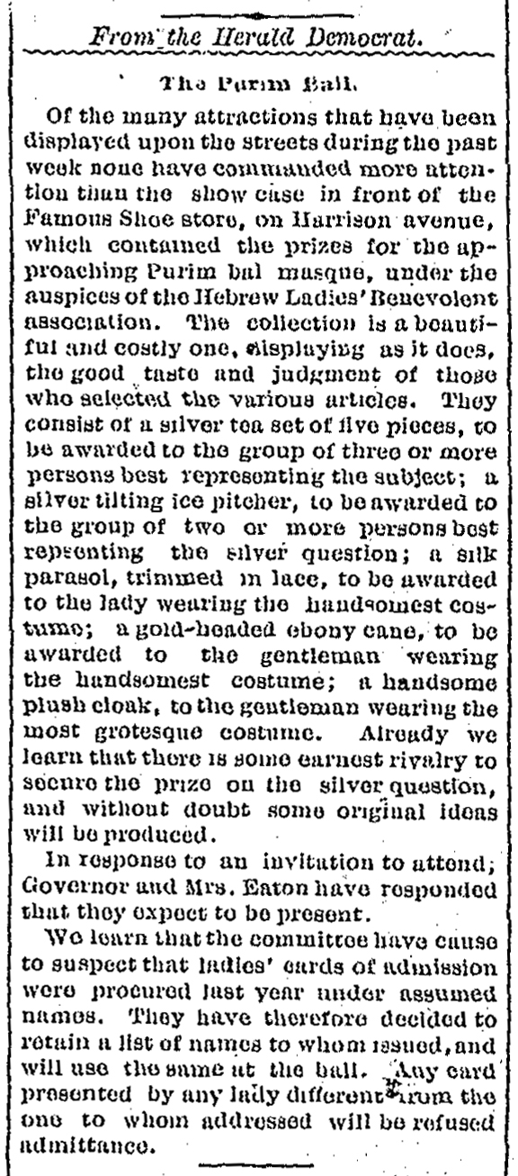 Leadville Evening Chronicle. Monday, February 22, 1886.