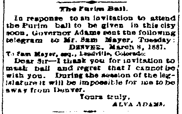 Leadville Evening Chronicle. Thursday, March 10, 1887.