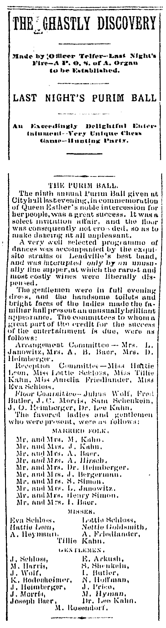 Leadville Evening Chronicle. Saturday, March 16, 1889.