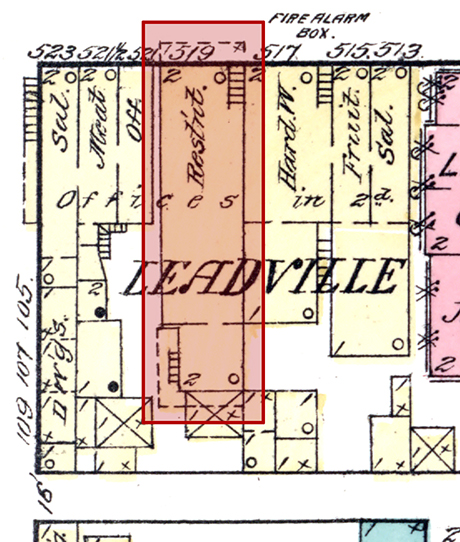 Siegel, Kern & Co. was located at 519 Harrison Avenue highlighted in the above 1883 Sanborn Fire Insurance Map for Leadville. 