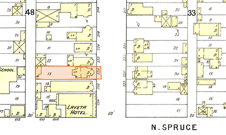 Samuel J. Amter and family lived at 224 West 6th Street (highlighted) between 1905 and 1907.