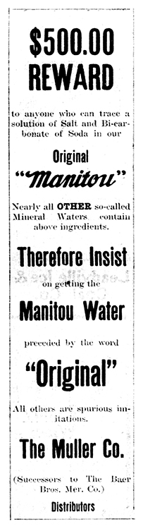 This advertisement for The Muller Company appeared in the December 3, 1910 edition of the Herald Democrat Newspaper.