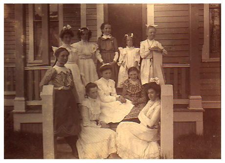 Minetta Baer (lower right), at Miss Wolcott’s School.