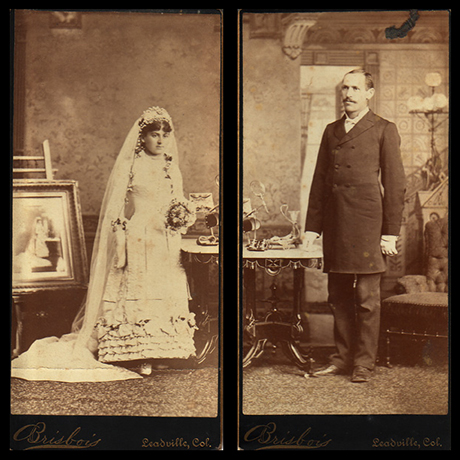 Mathilda Ettinger and Adolph Baer on the occasion of their wedding, likely October 13, 1883.