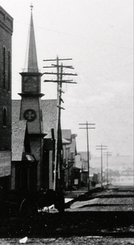 This previous Presbyterian church at 119 West Fifth Street became an Orthodox Synagogue for Kneseth Israel in 1893.