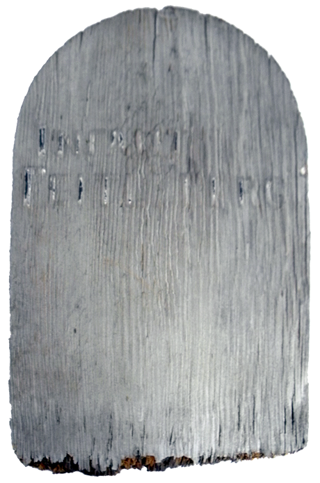 Original wood marker for “Infant Feitleberg” found in the Hebrew Cemetery.