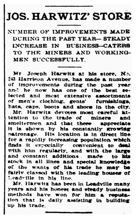 Article in the Herald Democrat reporting about the store improvements by Joseph Harwitz.