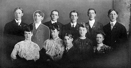 Jake is highlighted in this June 10, 1904 class of ’04 graduation picture probably taken at the Elks Opera House. 