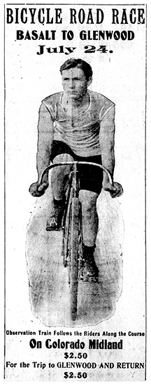Advertisement in the Herald Democrat for a “Bicycle Road Race” of which Jake participated.