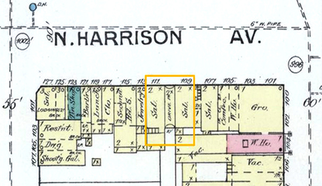 Joseph Harwitz’s tailor shop was documented as located at 111½ Harrison Avenue.