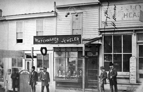 The Hauser Jewelry storefront between 1880 and 1881.