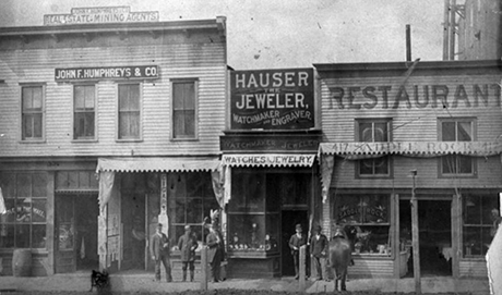 The Hauser Jewelry shop at 415½ Harrison Avenue between 1882 and 1884.