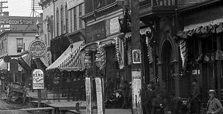 Hyman’s Saloon and surroundings circa 1884.
