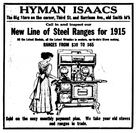 Advertisement for Hyman Isaacs.