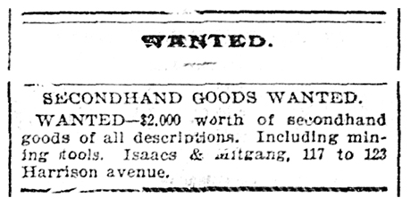 Wanted advertisement for Isaacs and Mitgang.