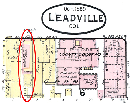 Sanborn insurance map showing Congress Hall (circled in red) at the 517 & 519 lots. 