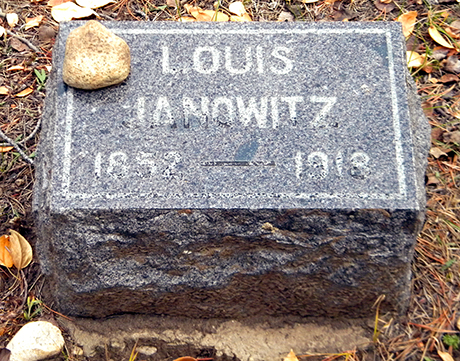 Tombstone of Louis Janowitz, 1852-1918, in the Hebrew Cemetery in Leadville, Colorado.