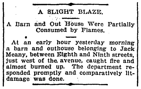 Small article reporting about a fire in a barn and outhouse.