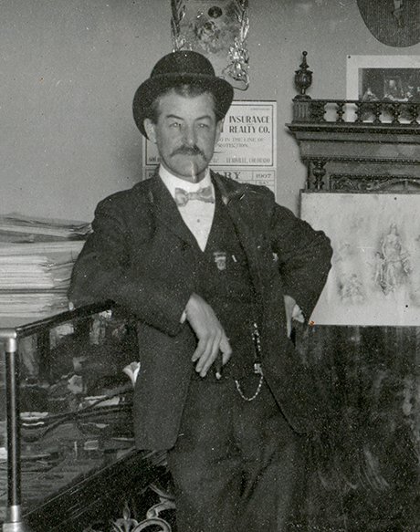 Photo of Leo Klein taken inside his music store in March of 1907.