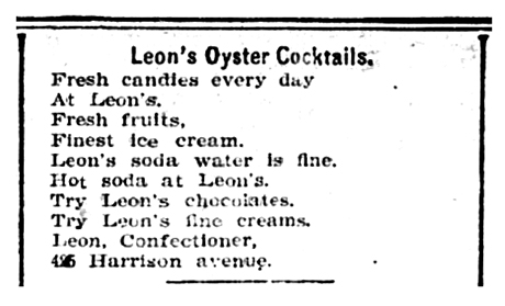 Advertisement for Leon’s Candy which appeared in the December 2, 1900 edition of the Herald Democrat Newspaper.