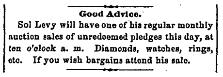 Good Advice. (Leadville, CO: Leadville Daily Herald). Saturday, October 23, 1880. Page 4.