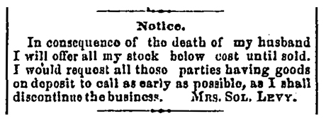 Notice. (Leadville, CO: Leadville Daily Herald). Thursday, November 9, 1882. Page 4.