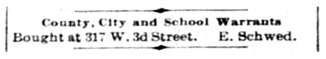 These advertisements for Ed’s business began to appear in The Herald Democrat newspaper in February of 1891.  