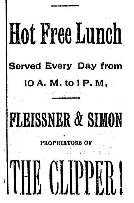 This advertisement for The Clipper Saloon appeared in the September 11, 1888 edition of the Leadville Daily Evening Chronicle.