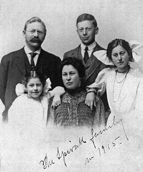 Dr. Charles Spivak Family in 1915.  From Back Left:  Dr. Charles, H. David, Deena, Jenny, and Ruth.  