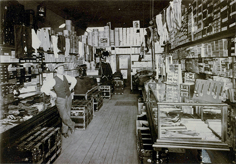 Photograph of the interior of Maurice Stager’s store, November of 1914.