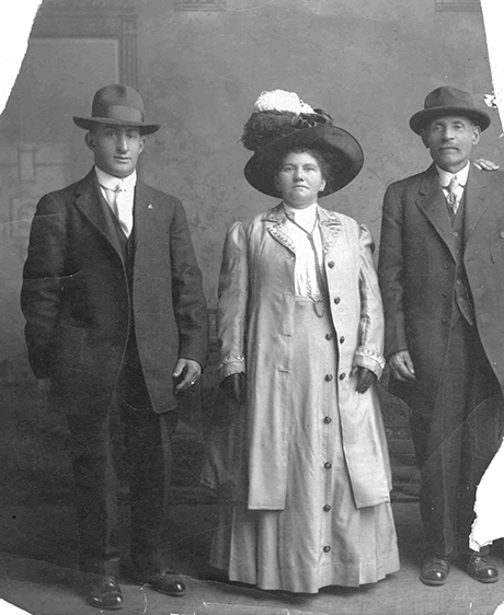 Studio photo showing (left to right) Joseph, Nettie, and Ausios Meyer Zeiler. 